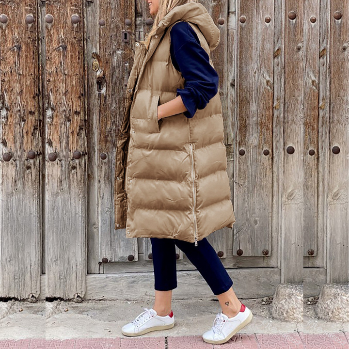 Aspen™ - Sleeveless Cotton Coat with Hood