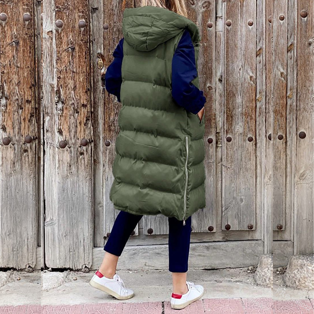 Aspen™ - Sleeveless Cotton Coat with Hood